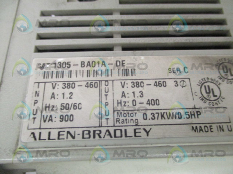 ALLEN BRADLEY 1305-BA01A-DE SER. C AC DRIVE (AS PICTURED) UNMP