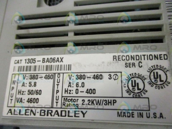 ALLEN BRADLEY 1305-BA06AX SER. C AC DRIVE (REMANUFACTURED) NSMP