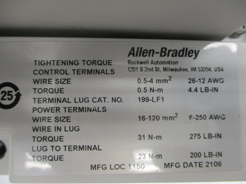 ALLEN BRADLEY 150-F251NBD SER. B 200-480VAC 435A UNMP