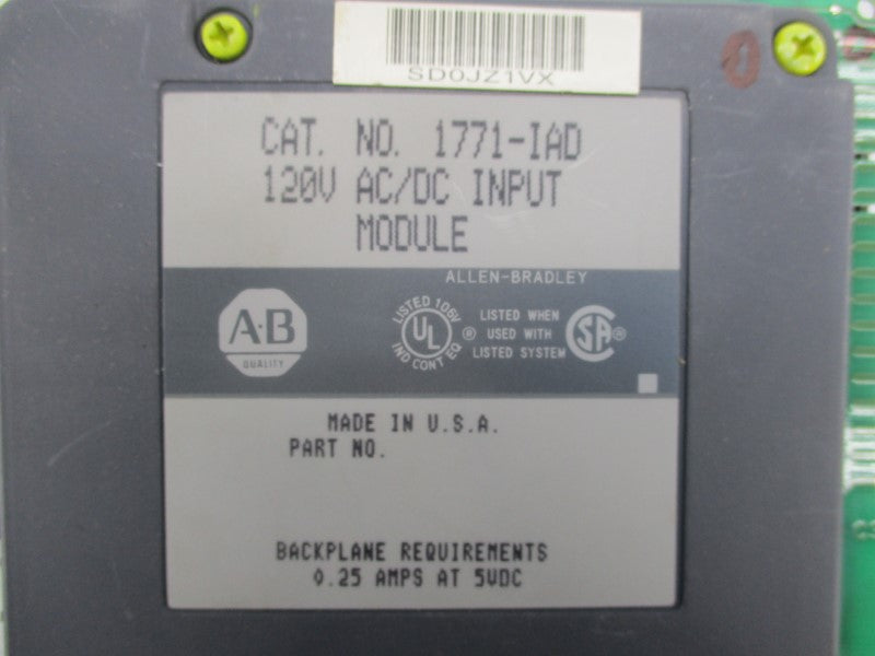 ALLEN BRADLEY 1771-IAD SER. D 120VAC 0.25 NSMP