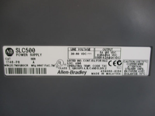 ALLEN BRADLEY 1746-P6 SER. A 24VDC 5A NSNP