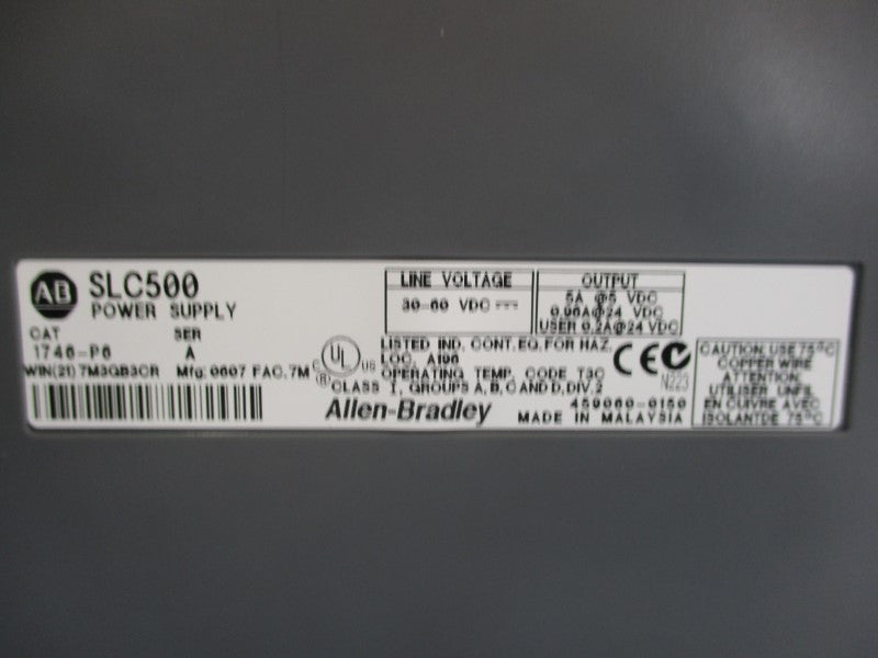 ALLEN BRADLEY 1746-P6 SER. A 24VDC 5A NSNP
