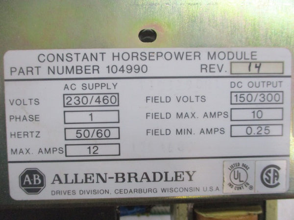 ALLEN BRADLEY 104990 230/460V 12A REV. 14 NSNP