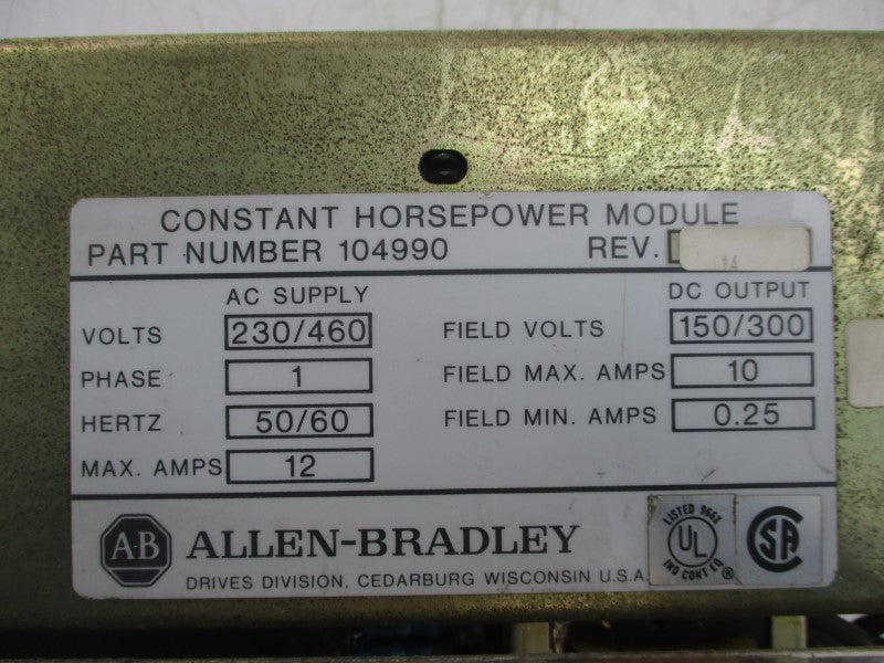 ALLEN BRADLEY 104990 230/460V 12A REV. 14 UNMP