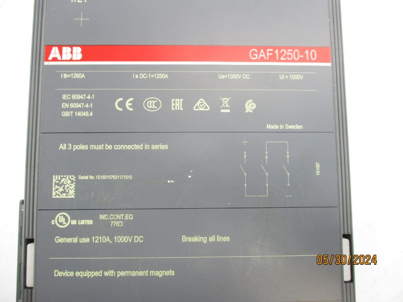 ABB GAF1250-10-11-70 1000VDC 1210A NSNP
