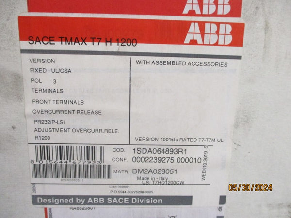 ABB SACE T7H1200 1SDA064893R1 600V 50000A NSMP