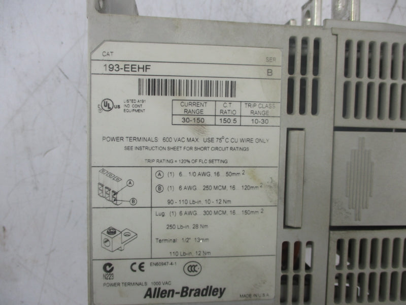 ALLEN BRADLEY 193-EEHF SER. B 600VAC UNMP