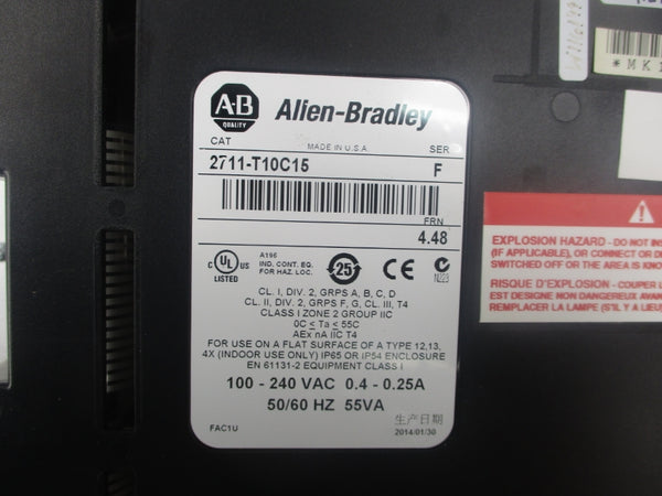 ALLEN BRADLEY 2711-T10C15 SER. F 100-240VAC 0.4-0.25A NSNP