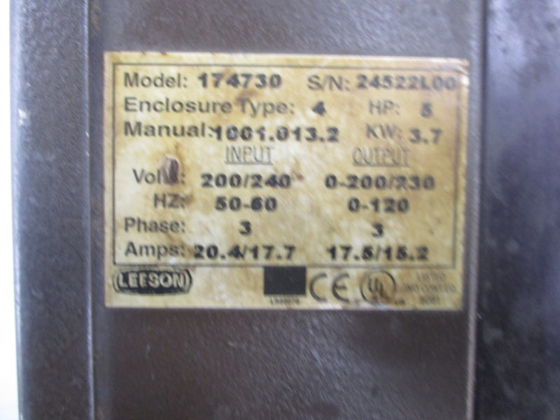 LEESON 174730 200/240V 20.4/17.7A (AS PICTURED) UNMP