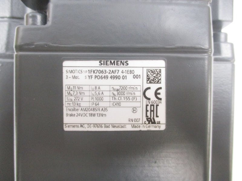 SIEMENS 1FK7063-2AF74-1EB0 272V 5.6A NSMP
