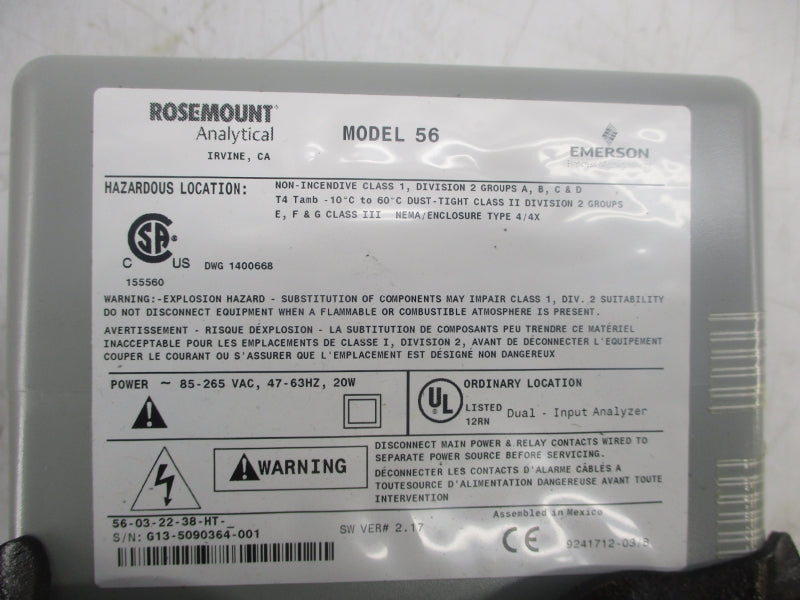 ROSEMOUNT 56-03-22-38-HT 85-264VAC NSMP