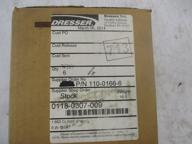 DRESSER 0118-0307-009 (PKG OF 6) NSFS