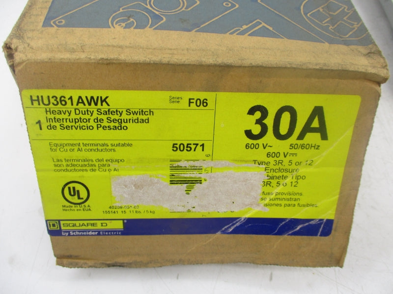 SQUARE D HU316AWK SER. F06 600V 30A NSMP
