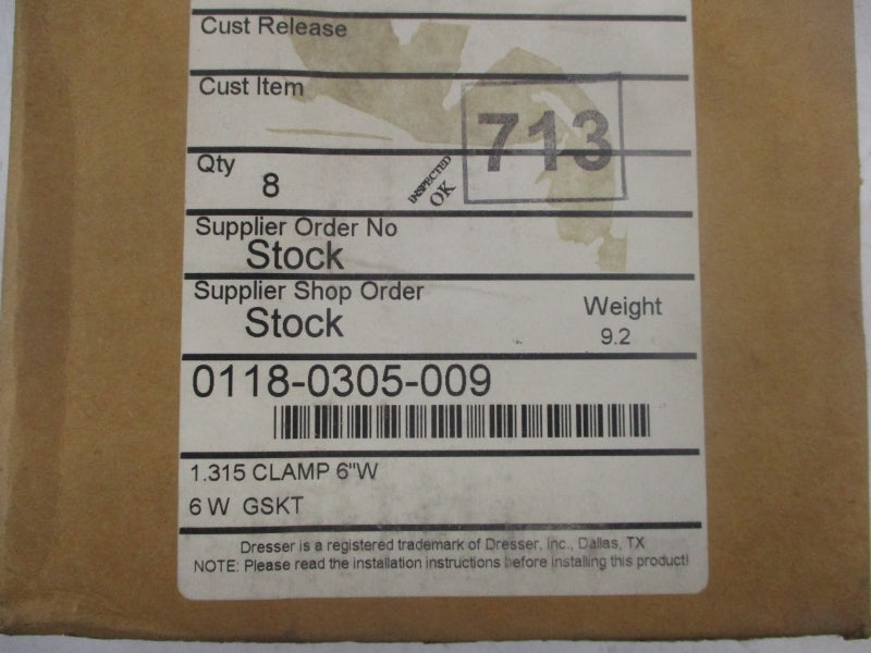 DRESSER 0118-0305-009 (PKG OF 8) NSFS