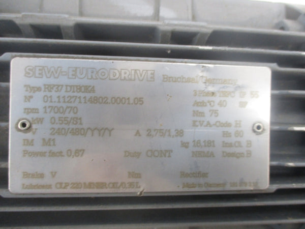 SEW-EURODRIVE RF37DT80K4 240/480V 2.75/1.38A NSNP