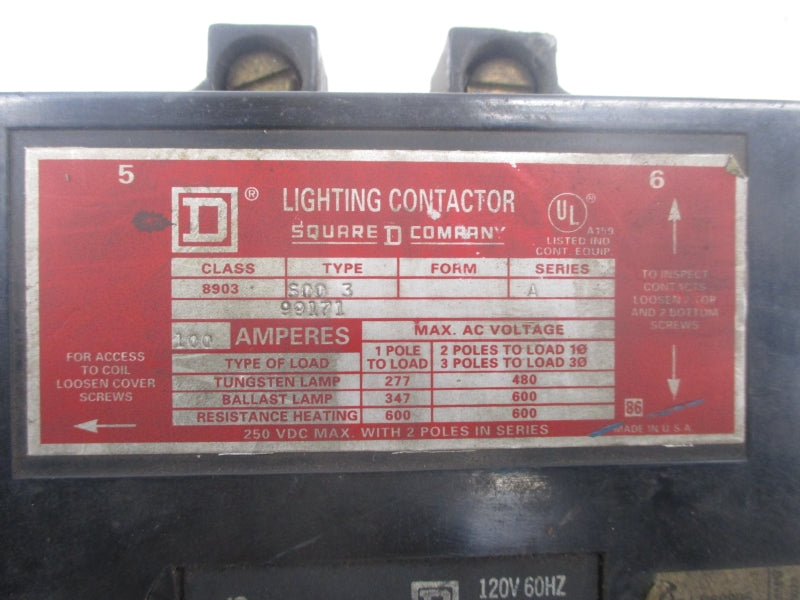 SQUARE D 8903SQO3V02 SER. A 110/120V 100A UNMP