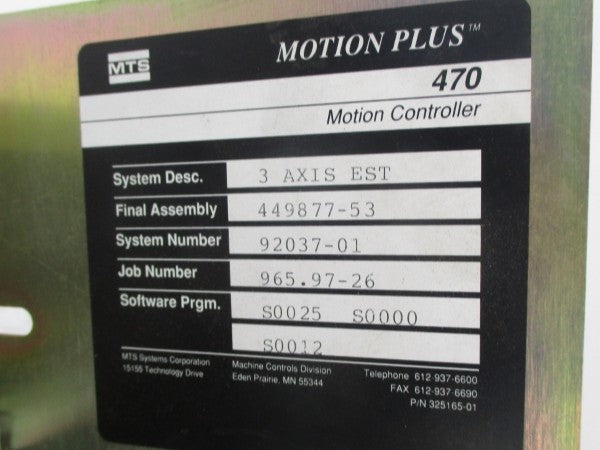 MTS SYSTEMS 449877-53 115VAC NSNP