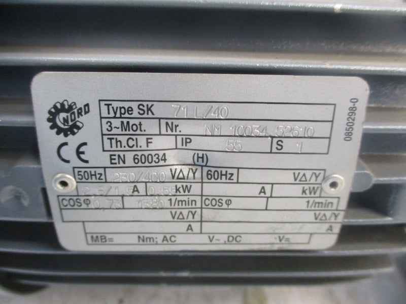 NORD SK12-71L/40 SK71L/40 230/400V 2.6/1.5A NSNP