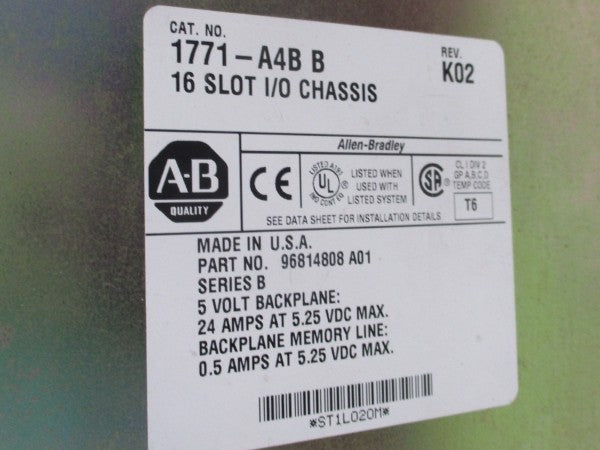 ALLEN BRADLEY 1771-A4B SER. B 5.25VDC 24A REV. K02 NSNP
