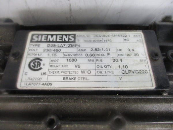 SIEMENS D38-LA71ZMP4 230/460V 2.82/1.41A NSNP