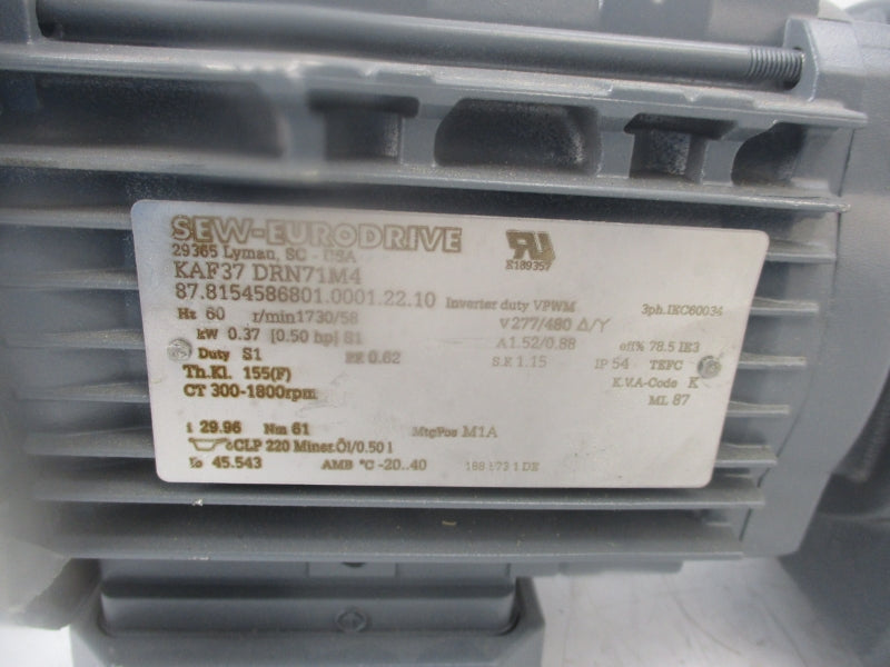 SEW-EURODRIVE KAF37DRN71M4 277/480V 1.52/0.88A NSNP
