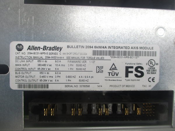 ALLEN BRADLEY 2094-BC01-MP5-S SER. C F/W 1.127 95-264VAC 6A NSMP