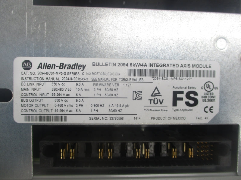 ALLEN BRADLEY 2094-BC01-MP5-S SER. C F/W 1.127 95-264VAC 6A NSMP