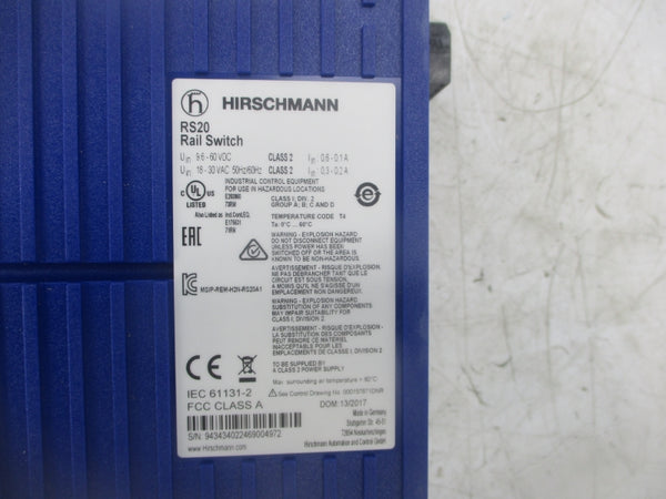 HIRSCHMANN RS20-0800T1T1SDAP 18-30VAC 0.3-0.2A NSMP
