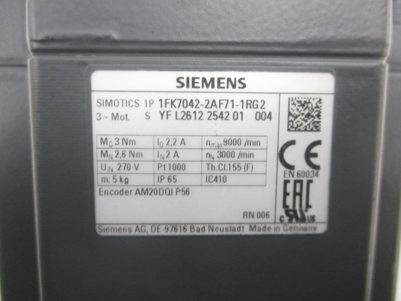 SIEMENS 1FK7042-2AF71-1RG2 270V 2A NSMP
