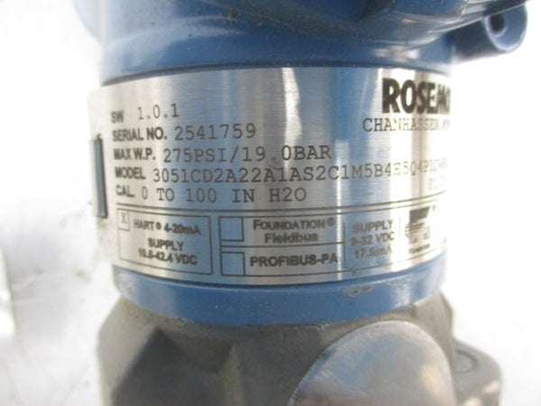 ROSEMOUNT 3051CD2A22A1AS2C1M5B4E5Q4P1C4HR5 10.5-42.4VDC NSNP