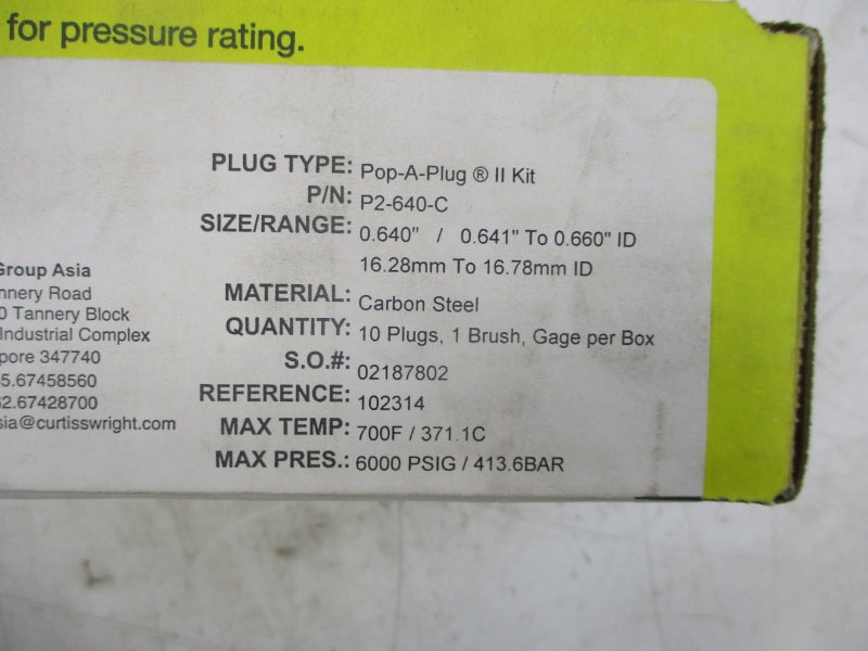 CURTIS WRIGHT P2-640-C 6000PSI (PKG OF 10) NSFS