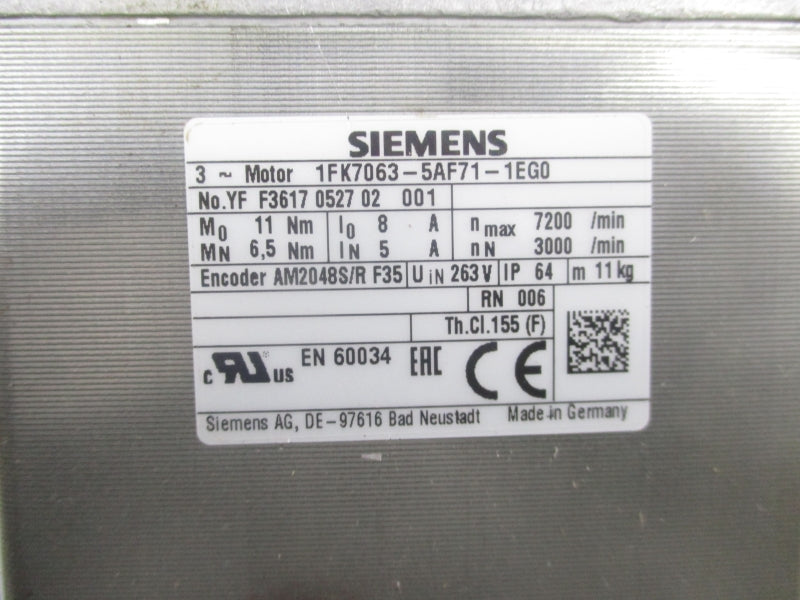 SIEMENS 1FK7063-5AF71-1EG0 263V 5A NSMP