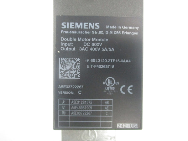SIEMENS 6SL3120-2TE15-0AA4 600VDC NSNP