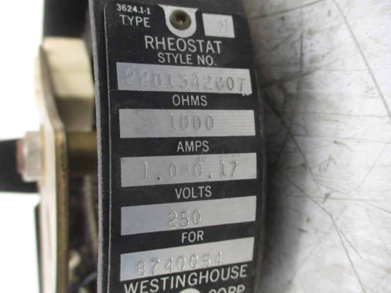 WESTINGHOUSE 22D1342G07 250V 1.0-0.17A (AS PICTURED) UNMP