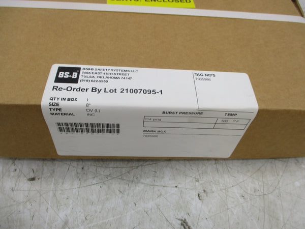 BS+B TYPE DV 115PSI 8" NSFS