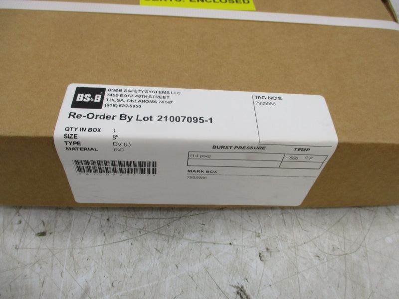 BS+B TYPE DV 115PSI 8" NSFS