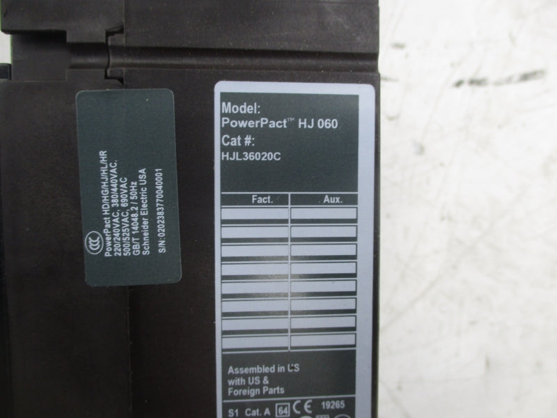 SQUARE D HJL36020C 600V 20A NSMP