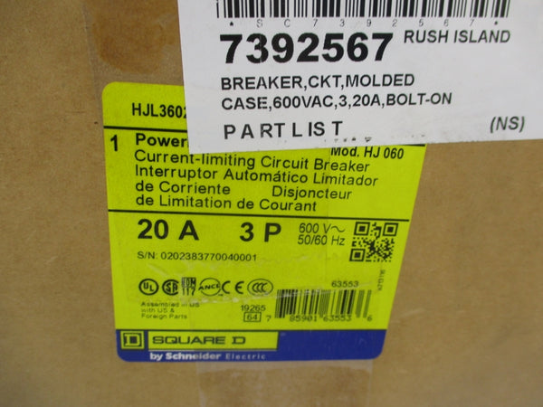 SQUARE D HJL36020C 600V 20A NSMP