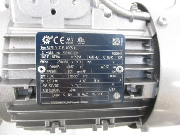 NORD SK9012.1AZBD-71L/4 CUS BRE5 HL 230/460V 1.90/0.95A (AS PICTURED) NSNP