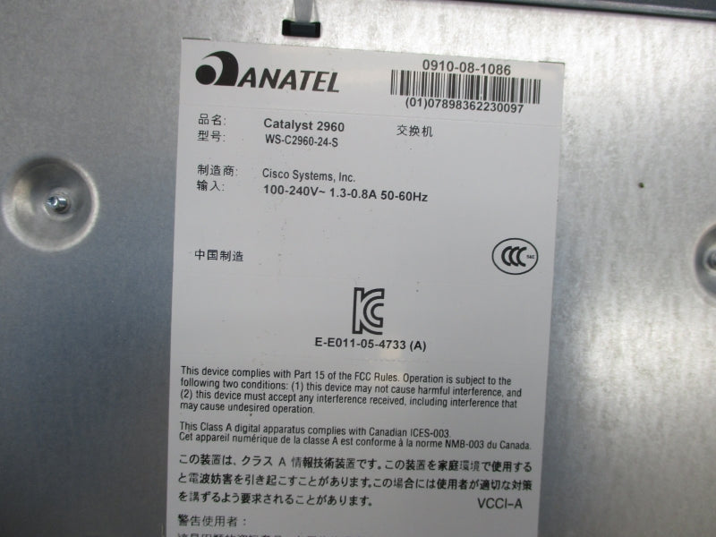 CISCO WS-C2960-24-S 240V, 0.8A NSMP