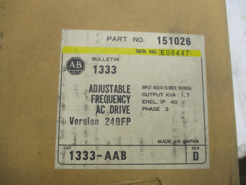 ALLEN BRADLEY 1333-AAB SER. D 460/415/380V NSFS