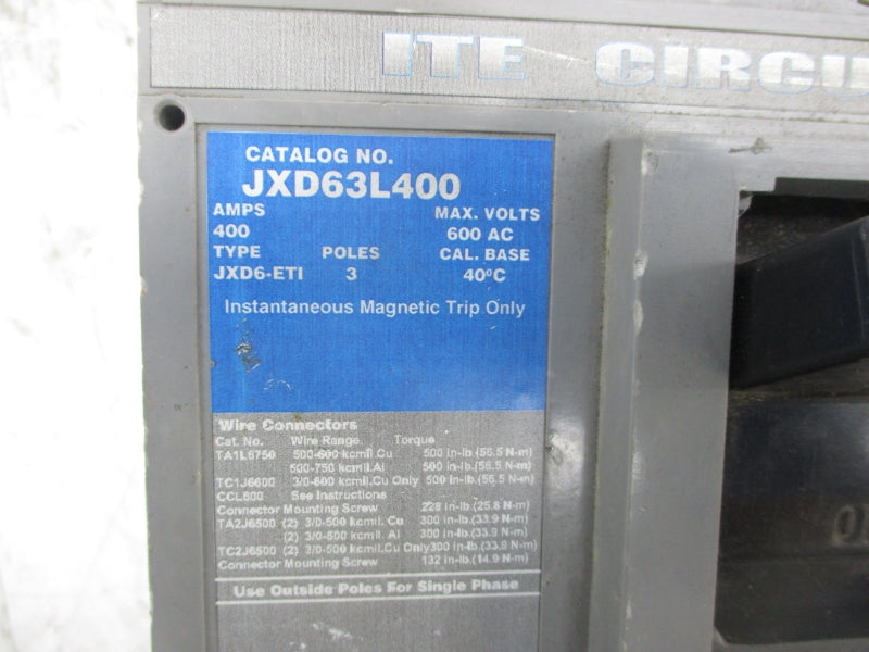 ITE JXD63L400 600VAC 400A (AS PICTURED) NSNP
