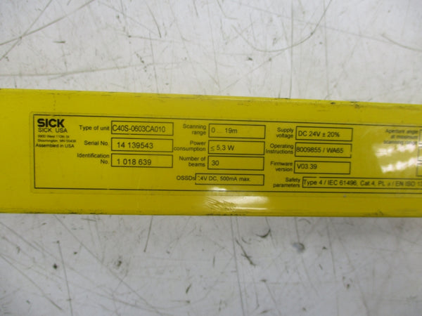 SICK C40S-0603CA010 F/W V03.39 24VDC NSNP