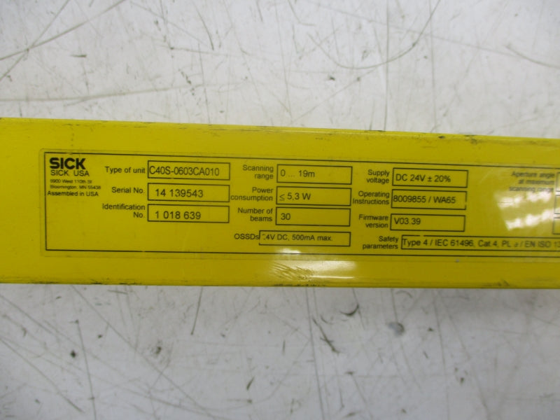 SICK C40S-0603CA010 F/W V03.39 24VDC NSNP