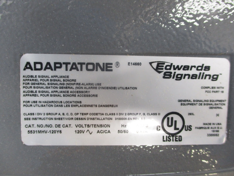 EDWARDS SIGNALING 5531MHV-120Y6 120V NSNP