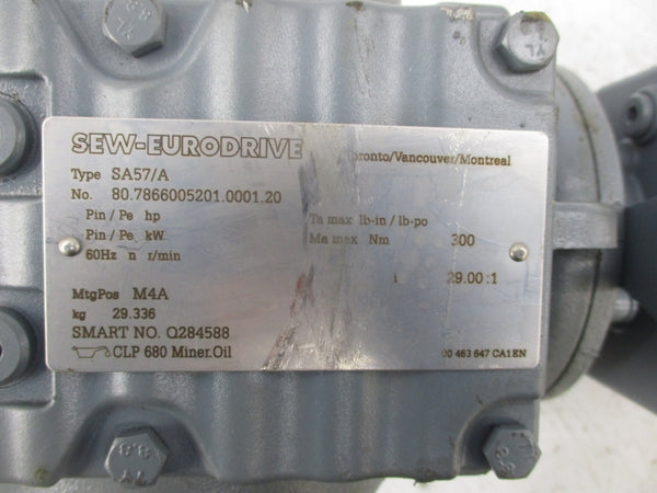 SEW-EURODRIVE SA57 R17 DRS71M8/4BE1HF 460V 0.61/0.67A NSNP