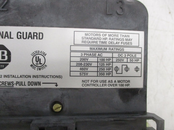 ALLEN BRADLEY 1494V-DS400 SER. A 600VAC 400A (AS PICTURED) NSNP