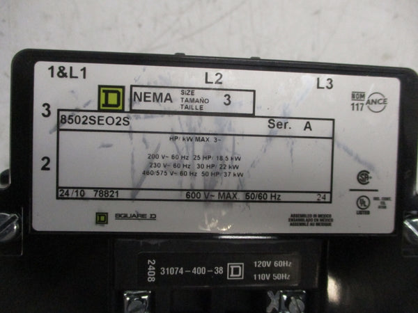 SQUARE D 8502SEO2S SER. A 600V NSMP