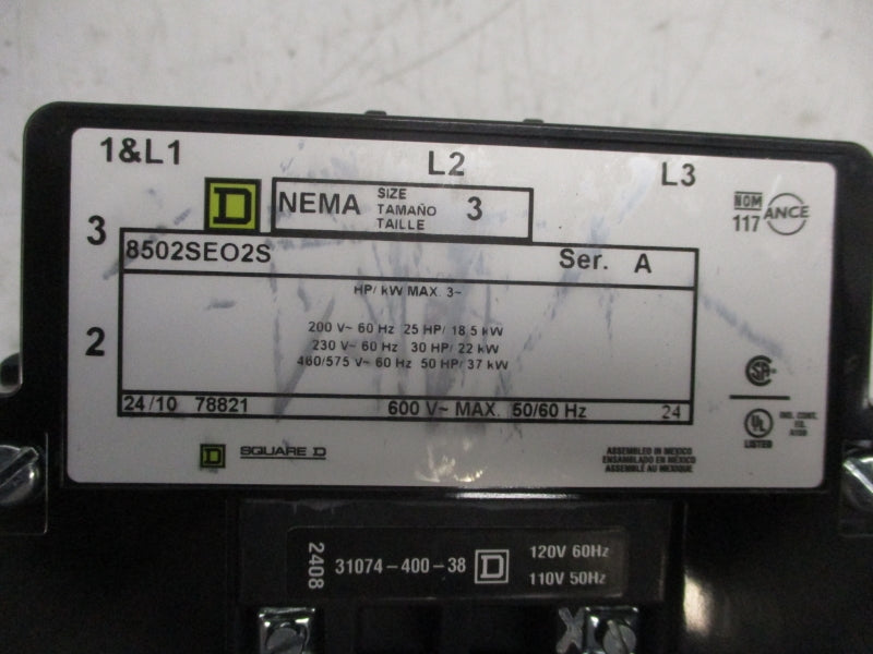 SQUARE D 8502SEO2S SER. A 600V NSMP