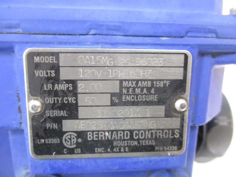 BERNARD CONTROLS AE025-4AC4A50NS 0A15MG-25-96023 120V 2A (AS PICTURED) UNMP